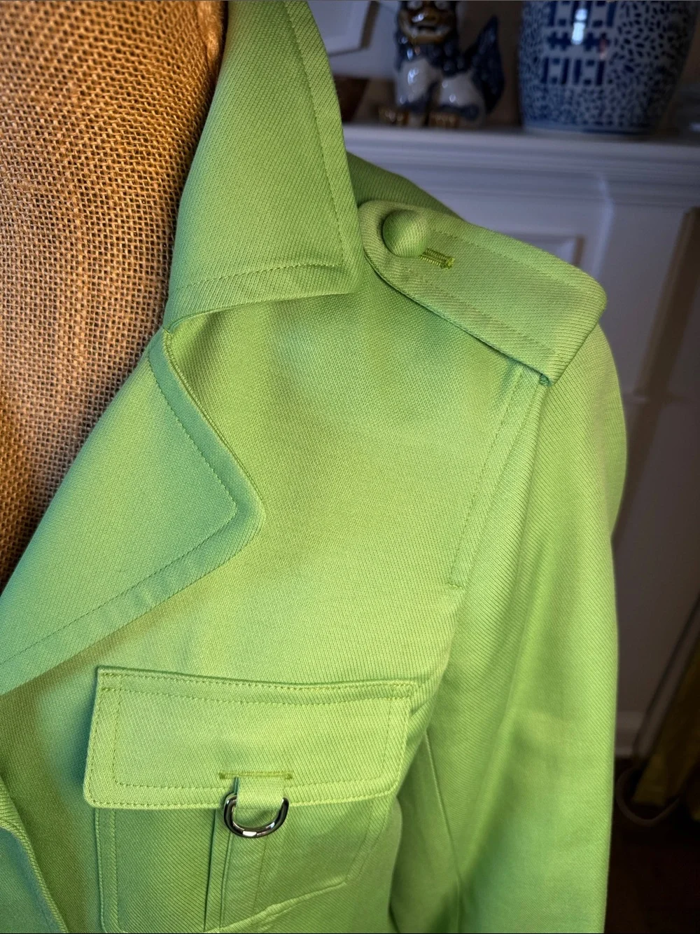 Tory Burch Lime Green Sgt. Pepper Twill Utility Blazer with pants